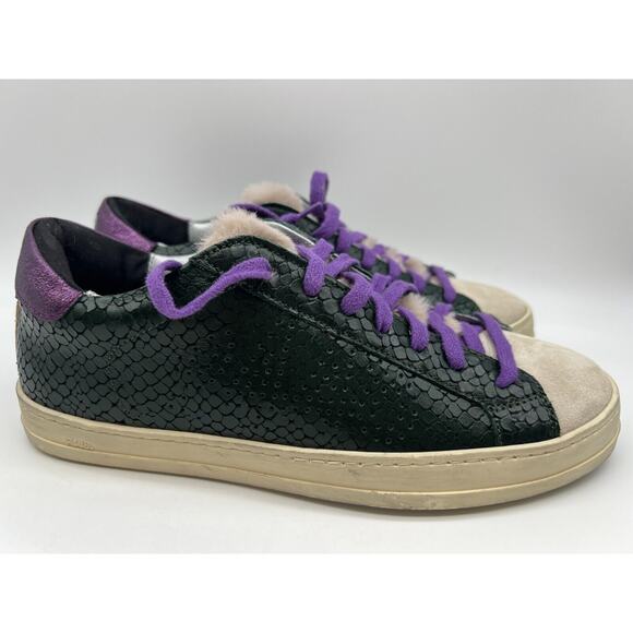 P448 Women's Black Snake Sneakers Size 39/US 9 NEW - Picture 1 of 12